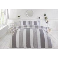 Rapport Home PH Chambray Stripe Duvet Cover Set with Pillowcase in Grey | Size: Single
