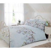 Rapport Home Eloise Floral Polycotton Duvet Cover Set with Pillowcase in Duck Egg Blue | Size: King