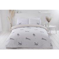 Rapport Home PH Leopard Polycotton Duvet Cover Set with Pillowcase in White | Size: Super King