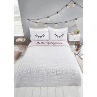 Rapport Home Hello Gorgeous Polycotton Reversible Duvet Cover Set with Pillowcase in White | Size: King