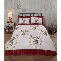 Rapport Home Angus Stag Brushed Cotton Bedding Set in Red | Size: Double