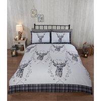 Rapport Home Angus Stag Brushed Cotton Bedding Set in Grey | Size: Single