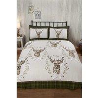 Rapport Home Angus Stag Brushed Cotton Bedding Set in Green | Size: Double
