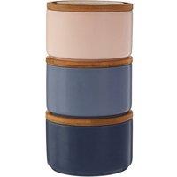 Premier Housewares Fenwick Set of 3 Stackable Storage Canisters Blue Pink