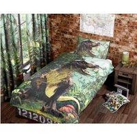 Rapport Home T Rex Polycotton Duvet Cover Set With Pillowcase in Dark Green | Size: Single
