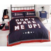 Rapport Home Don't Wake Me Up Polycotton Reversible Duvet Cover Set with Pillowcase in Navy | Size: King