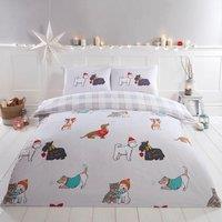 Rapport Home Winter Tails Reversible Duvet Cover Set with Pillowcase in White | Size: Double