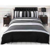 Rapport Home Detroit Stripped Polycotton Duvet Cover Set with Pillowcase in Grey | Size: Double