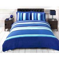 Rapport Home Detroit Stripped Polycotton Duvet Cover Set with Pillowcase in Blue | Size: Double