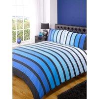 Rapport Home Soho Stripe Polycotton Duvet Cover Set with Pillowcase in Blue | Size: King