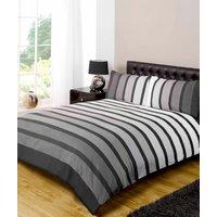 Rapport Home Soho Stripe Polycotton Duvet Cover Set with Pillowcase in Black | Size: King