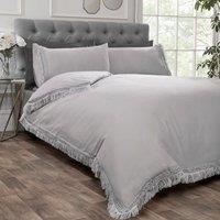 Rapport Home Tia Trellis Tasseled Duvet Cover Set with Pillowcase in Silver | Size: Single