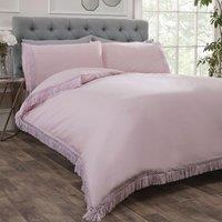 Rapport Home Tia Trellis Tasseled Duvet Cover Set with Pillowcase in Dusty Pink | Size: Single