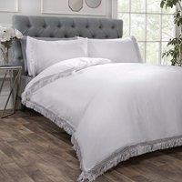 Rapport Home Tia Trellis Tasseled Duvet Cover Set with Pillowcase in White | Size: Double