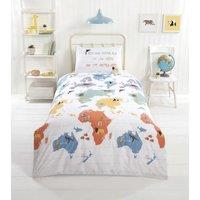 Rapport Home PH My World Polycotton Reversible Duvet Cover Set With Pillowcase in White | Size: Double