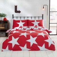 Rapport Home All Stars Polycotton Reversible Duvet Set with Pillowcase in Red | Size: King