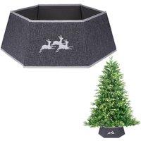 Shatchi 26.8Inch Christmas Tree Skirt Foldable Burlap Xmas Tree Stand Base Cover Collar Trunk Basket Ring for Tree Decorations in Grey | Size: 1 Pack