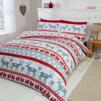 Rapport Home Scandi Polycotton Duvet Cover Set With Pillowcase in Red | Size: King