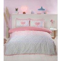 Rapport Home Dalmation Polycotton Reversible Duvet Cover Set with Pillowcase in Dusty Pink | Size: King