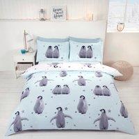 Rapport Home Starry Penguins Polycotton Duvet Cover Set With Pillowcase in White | Size: King