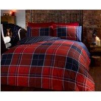 Rapport Home Argyle Design Tartan Polycotton Duvet Set With Pillowcase in Red | Size: Double
