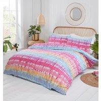 Rapport Home Tie Dye Polycotton Duvet Cover Set With Pillowcase in Pink | Size: King