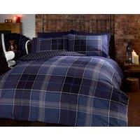Rapport Home Argyle Design Tartan Polycotton Duvet Set With Pillowcase in Blue | Size: Double