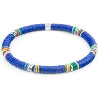 ANCHOR & CREW Men's Nakuru Silver & Vinyl Disc Bracelet in Blue | Size: 19 cm