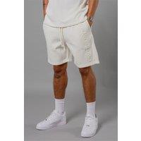 Blank Essentials Men's Cotton Blend 'Etched' Embossed Shorts in White | Size: Large