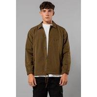 Blank Essentials Men's Long Sleeve Button-Up Coach Jacket in Khaki | Size: Small