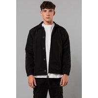 Blank Essentials Men's Long Sleeve Button-Up Coach Jacket in Black | Size: Medium