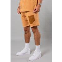 Blank Essentials Men's Cotton Blend Shorts with Pocket in Beige | Size: XL