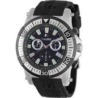 Calibre Men's : Hawk Date Watch Black Rubber Strap Black/Black Dial in Silver