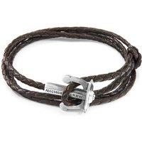 ANCHOR & CREW Men's Union Anchor Silver & Braided Leather Bracelet in Brown