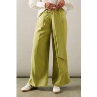 Petite Tie Waist Wide Leg Trouser