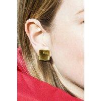 Otis Jaxon London Women's Concave Square Sterling Silver Clip On Earrings in Gold