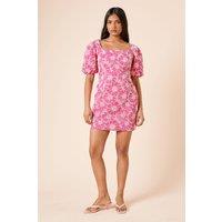 Dorothy Perkins Women's Petite Cutwork Floral Scalloped Edge Mini dress in Pink | Size: 8