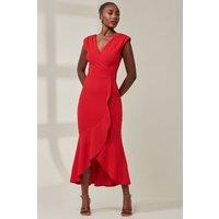 Jolie Moi Women's Tara Sleeveless Draped Maxi Dress in Red | Size: 10