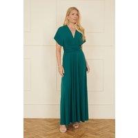 Yumi Women's Green Jersey Stretch Multiway Midi Dress | Size: 10