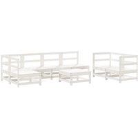 8 Piece Garden Lounge Set White Solid Wood Pine