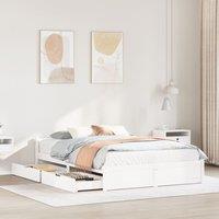 Bed Frame without Mattress White 150x200 cm King Size Solid Wood Pine