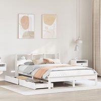 Berkfield Home Bookcase Bed without Mattress White 150x200 cm King Size Solid Wood Pine