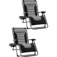 Groundlevel Luxury Gravity Garden Sun Lounger Relaxer Chair in Grey