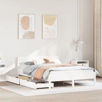 Berkfield Home Bed Frame without Mattress White 150x200 cm King Size Solid Wood Pine