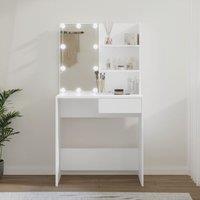Berkfield Home Dressing Table with LED White 74.5x40x141 cm