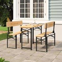 Berkfield Home 3 Piece Folding Beer Table Set Solid Wood Fir in Brown