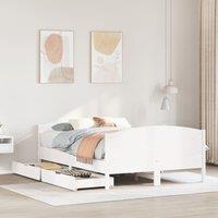Berkfield Home Bed Frame without Mattress White 150x200 cm King Size Solid Wood Pine