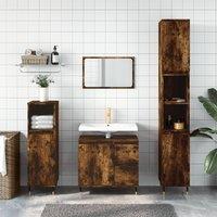 Berkfield Home Bathroom Cabinet Smoked Oak 30x30x190 cm Engineered Wood in Brown | Size: 30 x 30 x 190 cm
