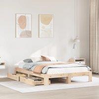 Berkfield Home Bed Frame without Mattress 150x200 cm King Size Solid Wood Pine in Brown