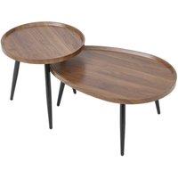 Set of 2 Wood Grain Nesting Coffee Table Tea Table